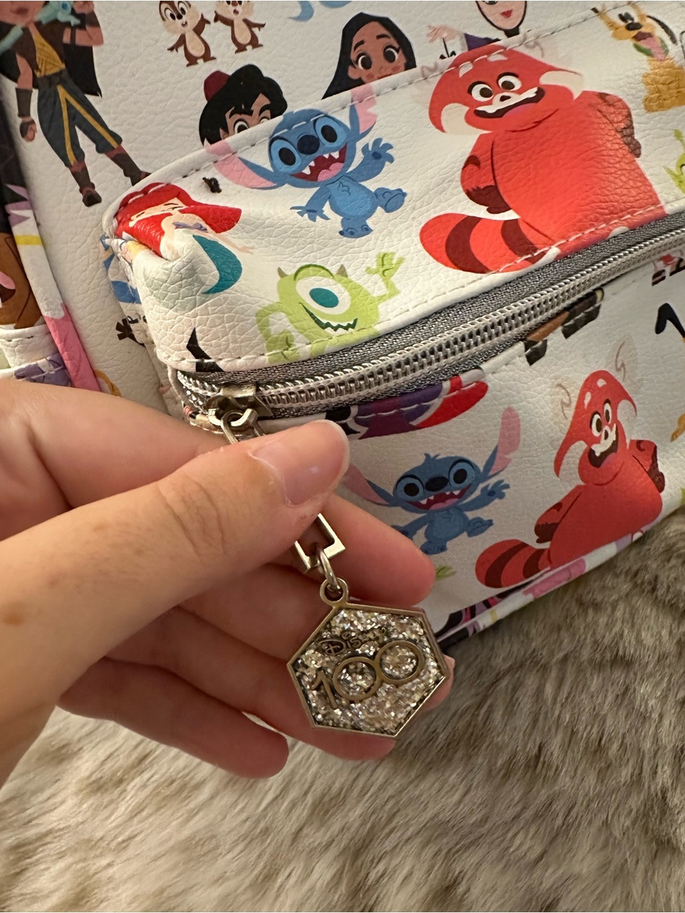 Disney 100 White Multi-Color Character Mini Backpack - Picture 4 of 7